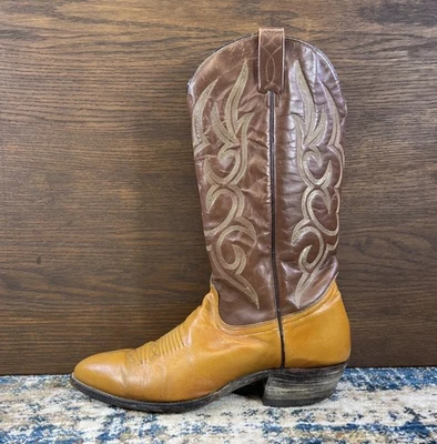 Vtg  J. Chisholm Cowboy Boots Mens Sz 10.5D Brown Leather Western USA Made #914 - Image 1 of 4