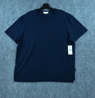 Camiseta masculina Adriano Goldschmied M azul algodão manga curta bolso nova com etiquetas - Imagem 1 de 4