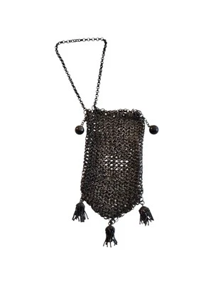 Antique Engraved 1877 Sterling Silver Mesh Small Bag - Image 1 of 4