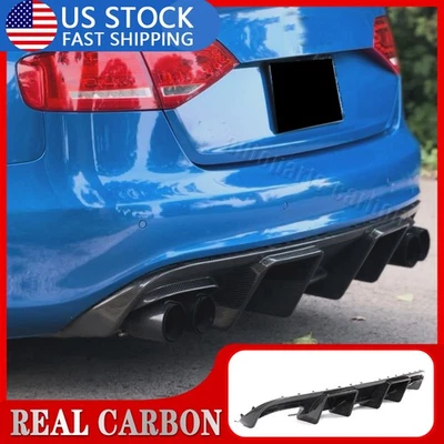 REAL CARBON Rear Bumper Lip Diffuser Spoiler Fit for Audi S4 B8 Sedan 2008-2012 - Изображение 1 из 4