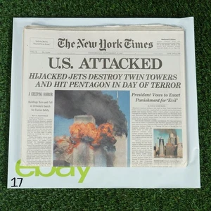 VERY NICE, UNCIRCULATED SEPTEMBER 12, 2001 NEW YORK TIMES NEWSPAPER (9/11 ISSUE) - Picture 1 of 3