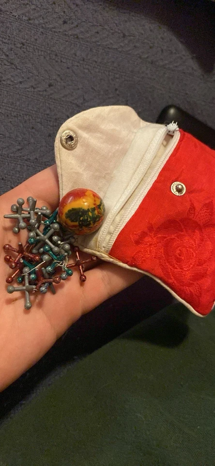 Vintage Metal Jacks Game Set 16 Jacks Jax with Red  ball - Image 1 of 1