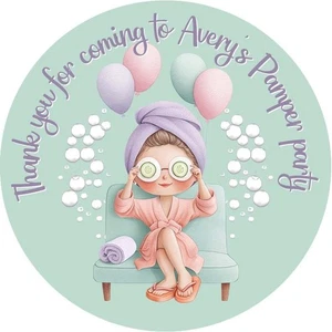 Personalised Pamper Party Spa Day Birthday Stickers - Picture 1 of 7