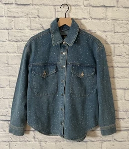 HOUSE OF HARLOW 1960 Crystal Rhinestone Denim Jean Jacket/Shirt Size XS NWT - Picture 1 of 8