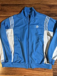 Vintage Adidas Track Suit Top Blue White Medium Full Zip 2XXL - Picture 1 of 10