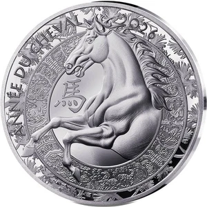 FRANCIA 10 EURO DE PLATA CALENDARIO CHINO CABALLO 2026 PROOF - Picture 1 of 3