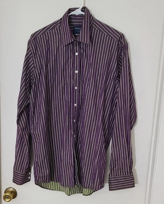 Hackett Purple and Green Stripped Shirt XL - Image 1 of 3
