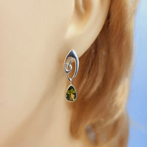 Peridot Celtic Stud-Drops, Green Peridot, Celtic Design, Semi Precious, Handmade - Picture 1 of 5