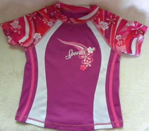 Childs Speedo Pink Swim Surf Rash Guard Short Sleeve Shirt Size S 25-33 Lbs - Picture 1 of 5