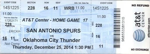 Oklahoma City vs San Antonio Spurs 12/25/2014 Ticket - Westbrook 34 Points - Picture 1 of 2