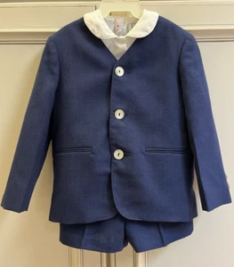 VTG Navy Imp Originals Boys Suit Blazer/Shorts/Lg Sl White Shirt 4T 60's Styling - Picture 1 of 9