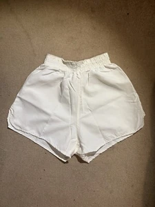 Rare Admiral White Crisp Nylon Vintage Retro Football Gym Workout Shorts 34/36W - Picture 1 of 5