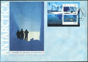 1990 Australia Cooperación Científica edición conjunta mini hoja FDC, GC - Imagen 1 de 1