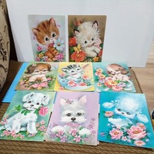 18 Unused Vintage Sunshine Line Birthday Greeting Lot Card Dogs & Cats Very Rare