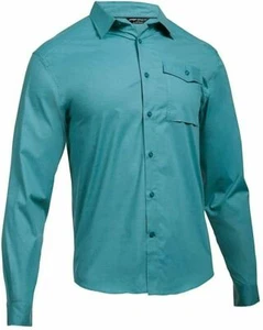 NWT $85 UNDER ARMOUR Men's Backwater LS Turquoise Button Fishing Shirt 1290754 L - Picture 1 of 3
