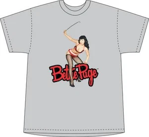 BETTIE PAGE WITH WHIP GRAY T-SHIRT MEDIUM MEN'S 100% COTTON DARK HORSE DELUXE M - Picture 1 of 1