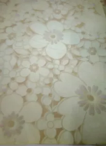 8 Yards Of Vintage Yellow Sheer Flocked Daisies Organza Fabric. - Picture 1 of 7