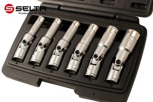 Selta 8-16mm 6pc 72mmL Metal Clip Glow Spark Plug Swivel Universal Joint Socket - Picture 1 of 5