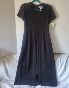 Jessica Howard Petite Black Maxi Pleated Dress Sequin Bows Womens Size 8 NWT - Picture 1 of 22