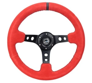 Volante reforzado con rayas negras de gamuza roja profunda NRG® 350 mm 3" con radios de 3 bloques - Imagen 1 de 3
