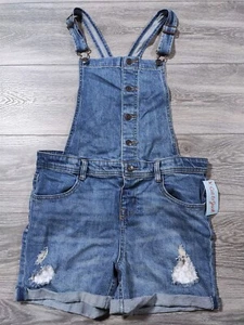 Cat & Jack Overalls Blue Denim Jean Shorts One Piece Cute XL 14-16 - Picture 1 of 8