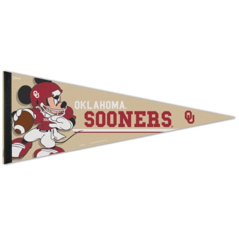 OKLAHOMA SOONERS MICKEY MOUSE DISNEY BANDERÍN DE FIELTRO ENROLLABLE 12"x30" WINCRAFT 😎🏈 Foto 1 de 1