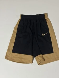 Nike Youth Basketball Shorts SMALL Black  Gold Trim Activewear Vintage A7 - Picture 1 of 9