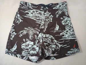 Nautica Men Large Swim Trunks Shorts Tropical Lined Pockets Drawstring FAST Ship - Picture 1 of 18