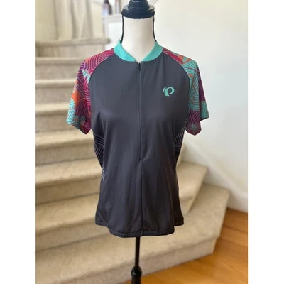 Perla Izumi Gris Rosa y Verde Azulado Estampado Abstracto Manga Corta Cremallera Foto 1 de 4