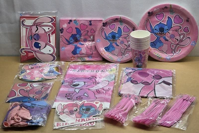 Kit de cumpleaños de puntada pancarta globos adorno de pasteles remolinos telón de fondo vajilla Foto 1 de 4