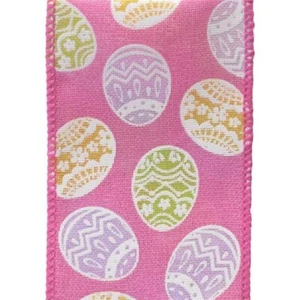 Easter Egg Spring Solid Pink Burlap Weave Wide Wired Ribbon 25 yd green purple - Picture 1 of 1