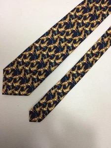 Beaufort Tie Blue Ducks Pattern 100% Silk Made in Italy - Picture 1 of 5