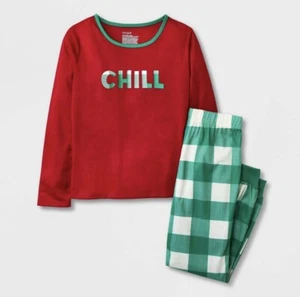 Girls' 2pc Chill Plaid Long Sleeve Pajama Set - Cat & Jack Size XS 4/5 - Picture 1 of 3