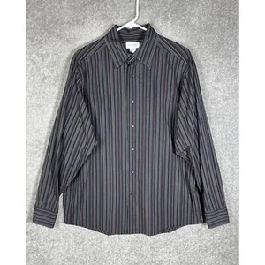 Concepts By Claiborne Dress Shirt Mens Size L Gray Striped Long Sleeve Button Up - Picture 1 of 15