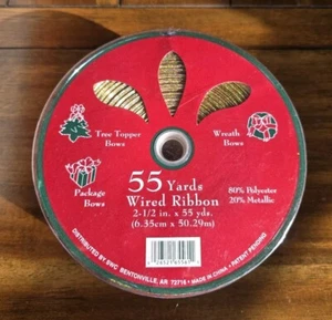 Premium Wired Ribbon 2.5” X 55 Yards Red Velvet Gold Trim Scroll Wired Ribbon - Picture 1 of 4