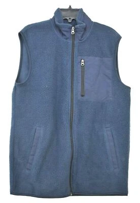 Jaqueta colete casual Sonoma masculina azul sem mangas com zíper completo costura bolso lã P - Imagem 1 de 4