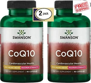 2 Pack, CoQ10 200mg 180 caps (2x90) Q10 C0q Coenzyme Cardiovascular Heart Health - Picture 1 of 4