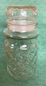 1984 Embossed Diamond-Pattern PLANTERS PEANUTS Glass Jar with Lid, MR. PEANUT - Picture 1 of 5