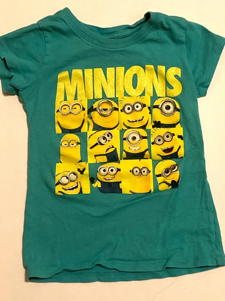 Despicable Me Girls' Glittery MINIONS SSl Shirt ~ Sx XS - Imagem 1 de 1