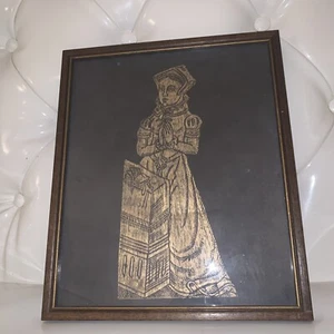British Brass Rubbing Unknown Subject 12” X 11” Vintage Lady England Rare! - Bild 1 von 20