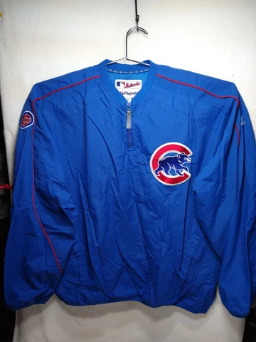 VINTAGE CHICAGO CUBS MAJESTIC PULLOVER ZIP JACKET MLB 90s- EXTRA LARGE - NICE! Cover