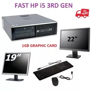 Full Fast Cheap Bargain PC Computer HP SFF I5-3470 DVD WIN 7 OR 10 GRAPHIC CARD - Picture 1 of 15