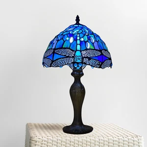Blue Color Dragonfly Tiffany Glass Table LampShade Light Multicolor Lampshade UK - Picture 1 of 19