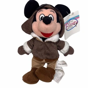Disney Store Pilot Mickey Mouse 8" Bean Bag Plush Toy Stuffed Animal with Tags - Picture 1 of 10