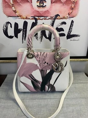 Lady Dior сумка средний цветочный белый розовый оленьей кожи отличное!  Ограниченный выпуск - Изображение 1 из 4