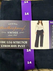 Weatherproof Vintage Ladies' Wide Leg Corduroy Pants, Navy 14 AC20 - Picture 1 of 3