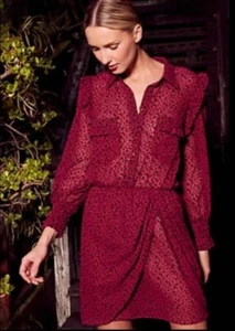 MISA Los Angeles Yolanda Berry Red Velvet Burntout Sheer Chiffon Dress Sz Large  - Picture 1 of 9