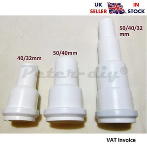 Push Fit Waste Plumbing Pipe Straight Reducer Extender White 32 40 50 mm - Picture 1 of 2