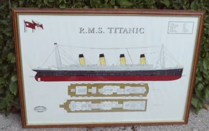 Vintage Titanic Harland & Wolff Drawing Print/Poster framed glazed 25" x 18" - Picture 1 of 4
