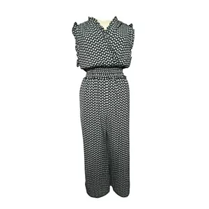 Max Studio Women Jumpsuit V Neck Sleeveless Floral Print Wide Leg Black 2X NEW - Picture 1 of 10